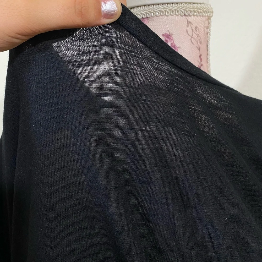 Pink VS sz:L Black Short Sleeve High-Low Sheer Tee - Picture 12 of 12